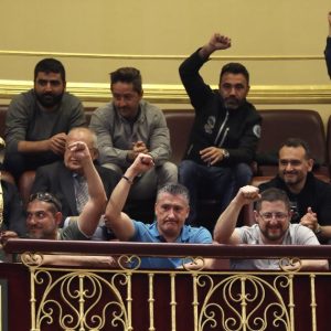 Estibadores celebrando